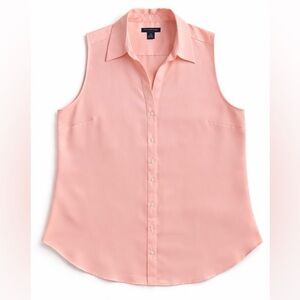 Ann Taylor Sleeveless Lt Peach Button Down Blouse XL